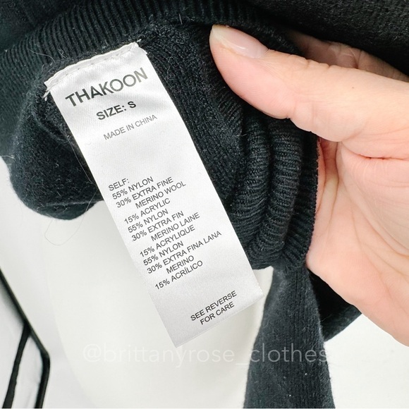 THAKOON Black Extra Fine Merino Wool Blend Knit Pullover Hoodie - Picture 6 of 7